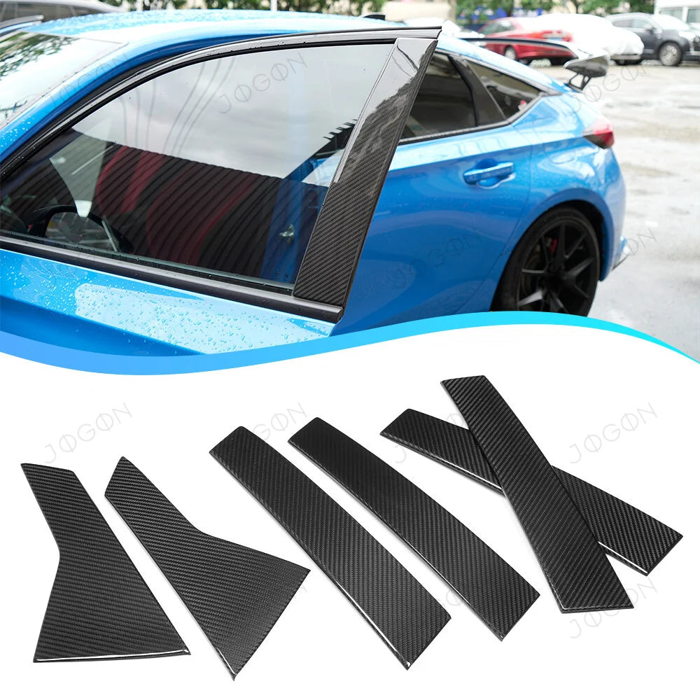 JOGON Honda Civic Type R FL5 2023-2026 B Pillar Panel 6PCS Car Window Door Panel Cover Dry Pre-preg Carbon Fiber