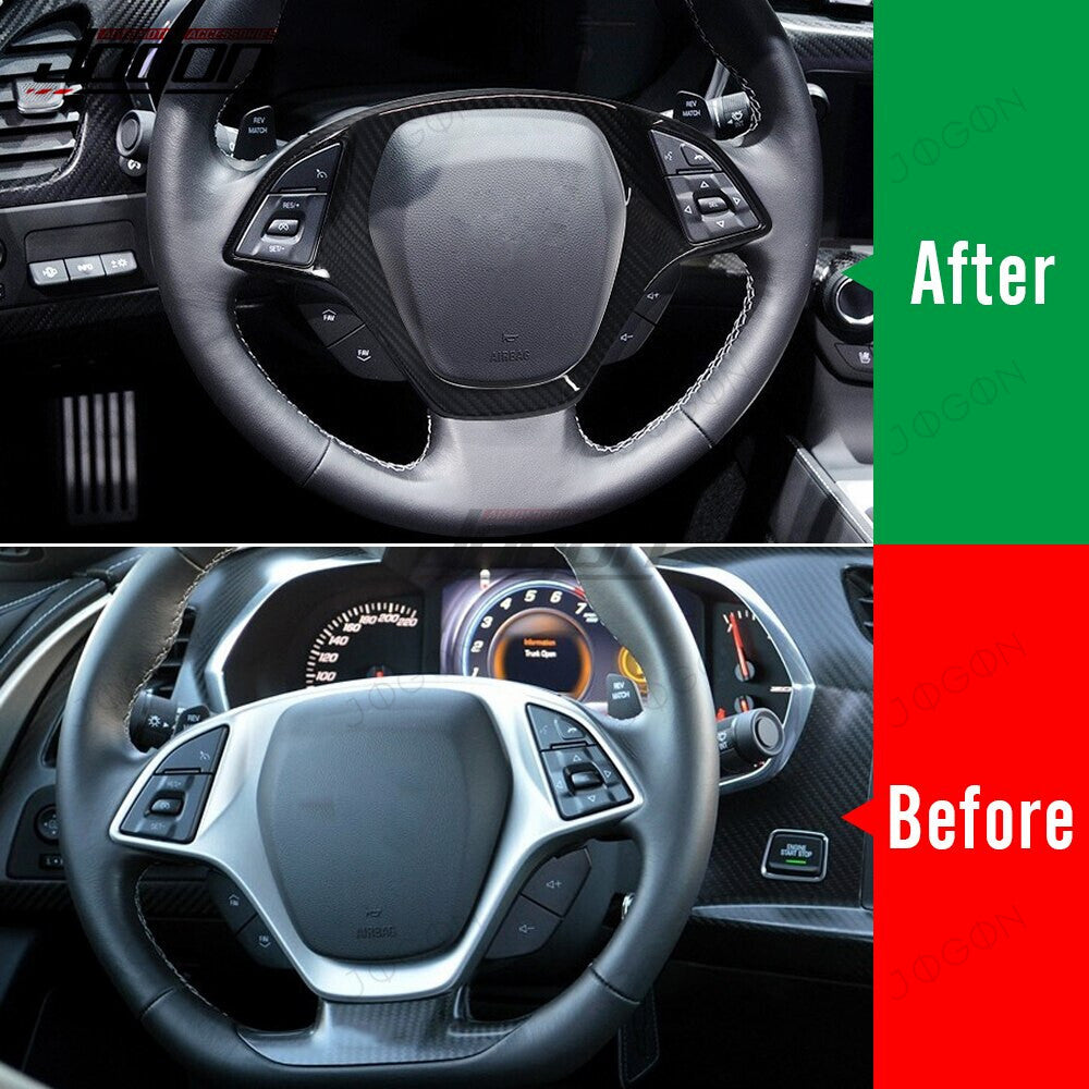 Steering Wheel Frame Decor Cover Dry Carbon Fiber for Corvette C7 D1WT022