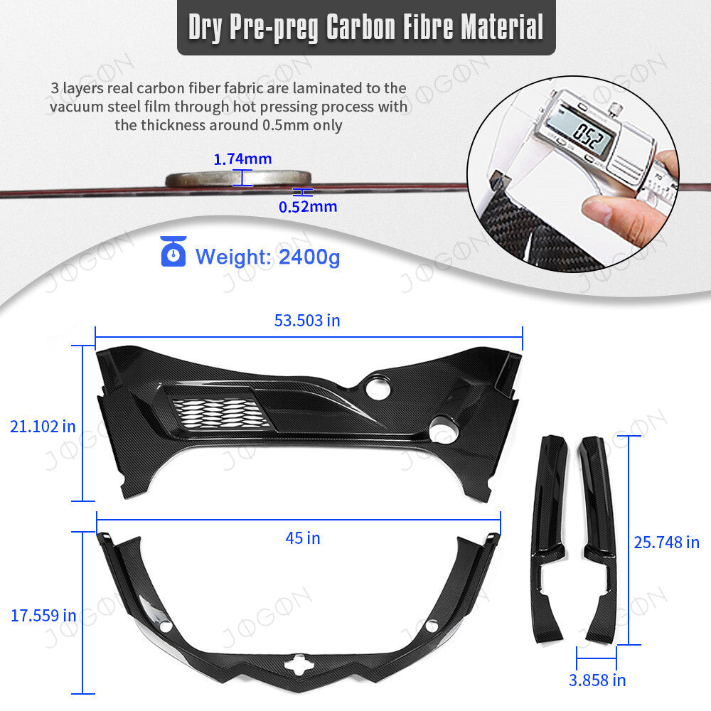 Front Trunk Trims Kit Dry Carbon Fiber for Corvette C8 D1WT0109