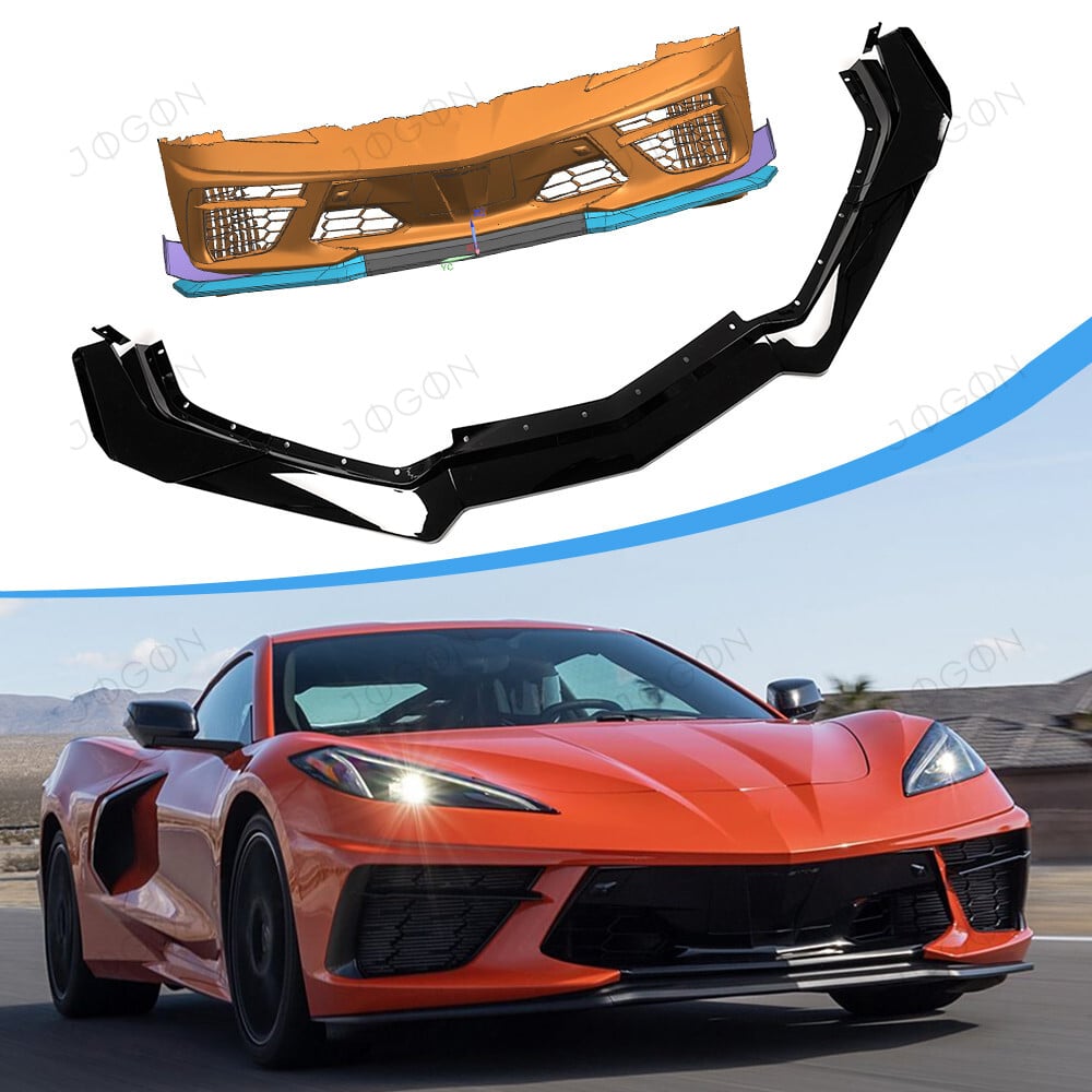 Front Bumper Lower Splitter with Canards for Corvette C8 Stingray Z51 GWT010A