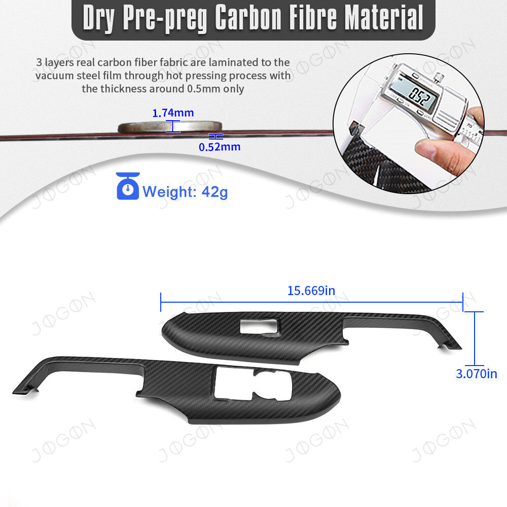 Window Lift Switch Panel Cover Dry Carbon Fiber for Mustang S650 S550 D2FT046