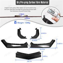 Front Splitters Bumper Lip Dry Carbon Fiber for Corvette C8 D1WT0112A