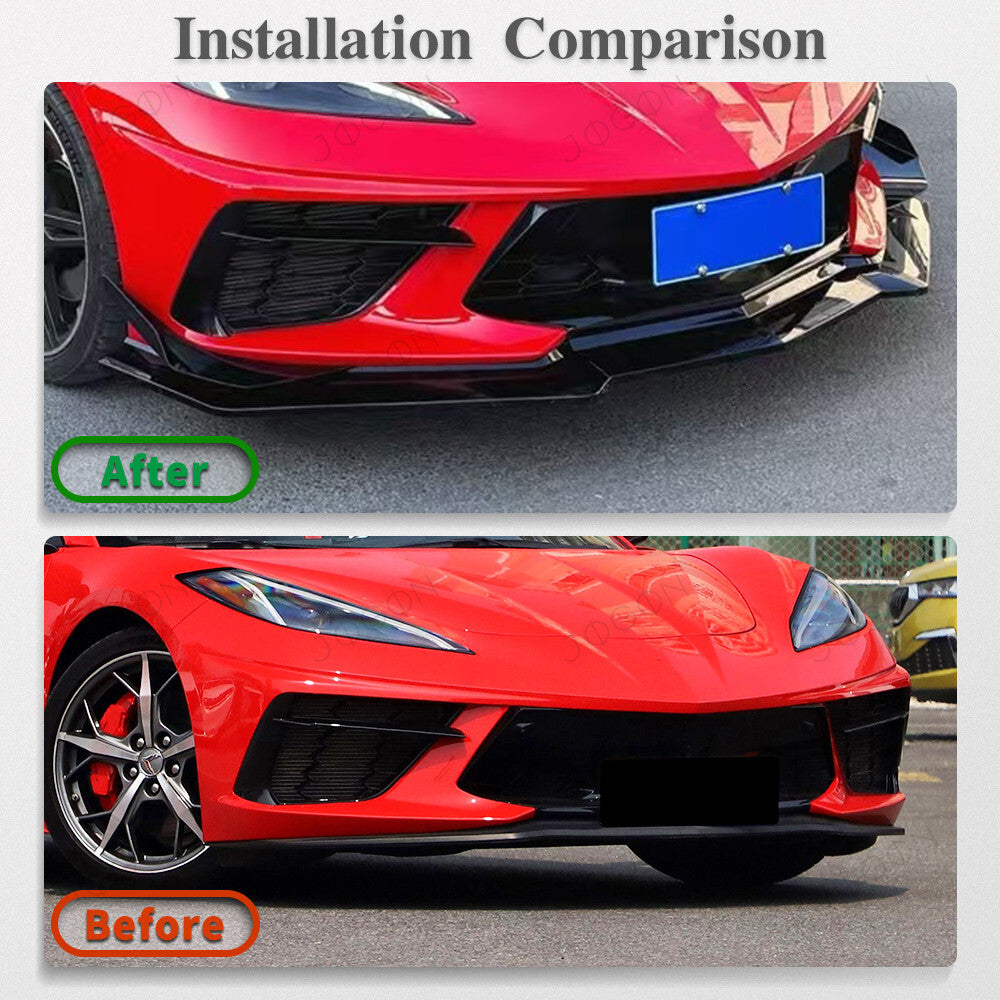 Front Splitters Bumper Lip Dry Carbon Fiber for Corvette C8 D1WT0112A
