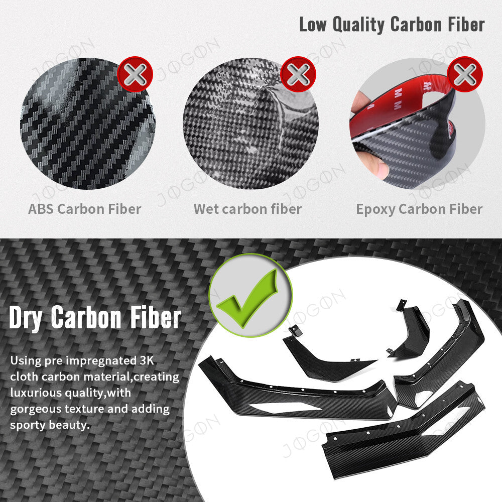 Front Splitters Bumper Lip Dry Carbon Fiber for Corvette C8 D1WT0112A