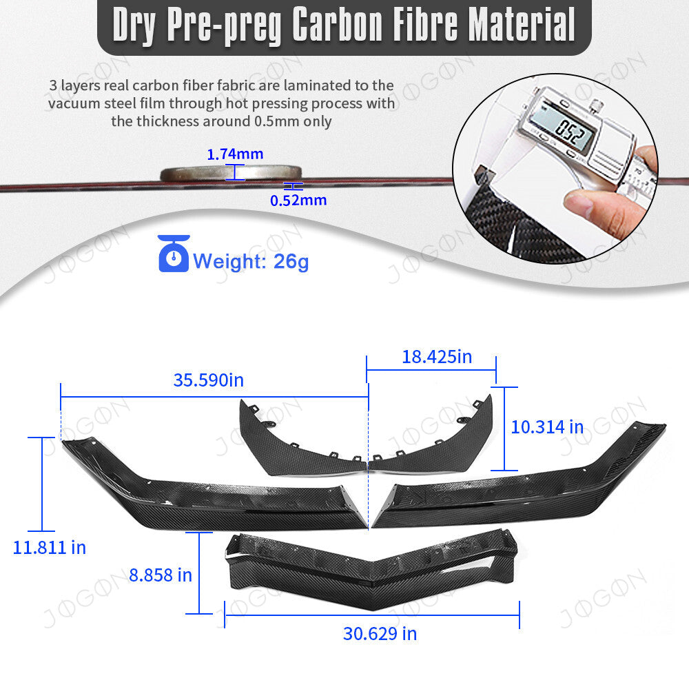 Front Lip Splitter Canards Dry Carbon Fiber for Corvette C8 D1WT0118A