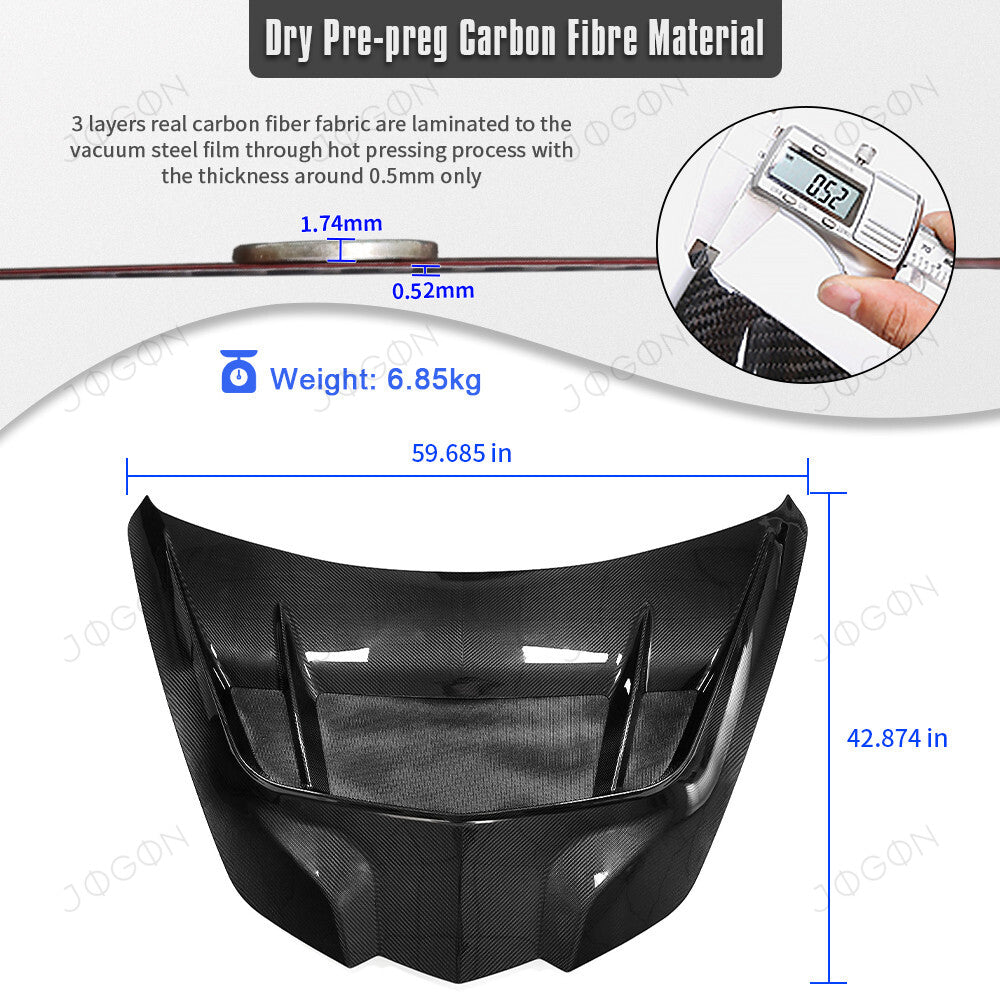 Front Hood Bonnet ZR1 Style Dry Carbon Fiber for Chevrolet Corvette C8 2020-2026