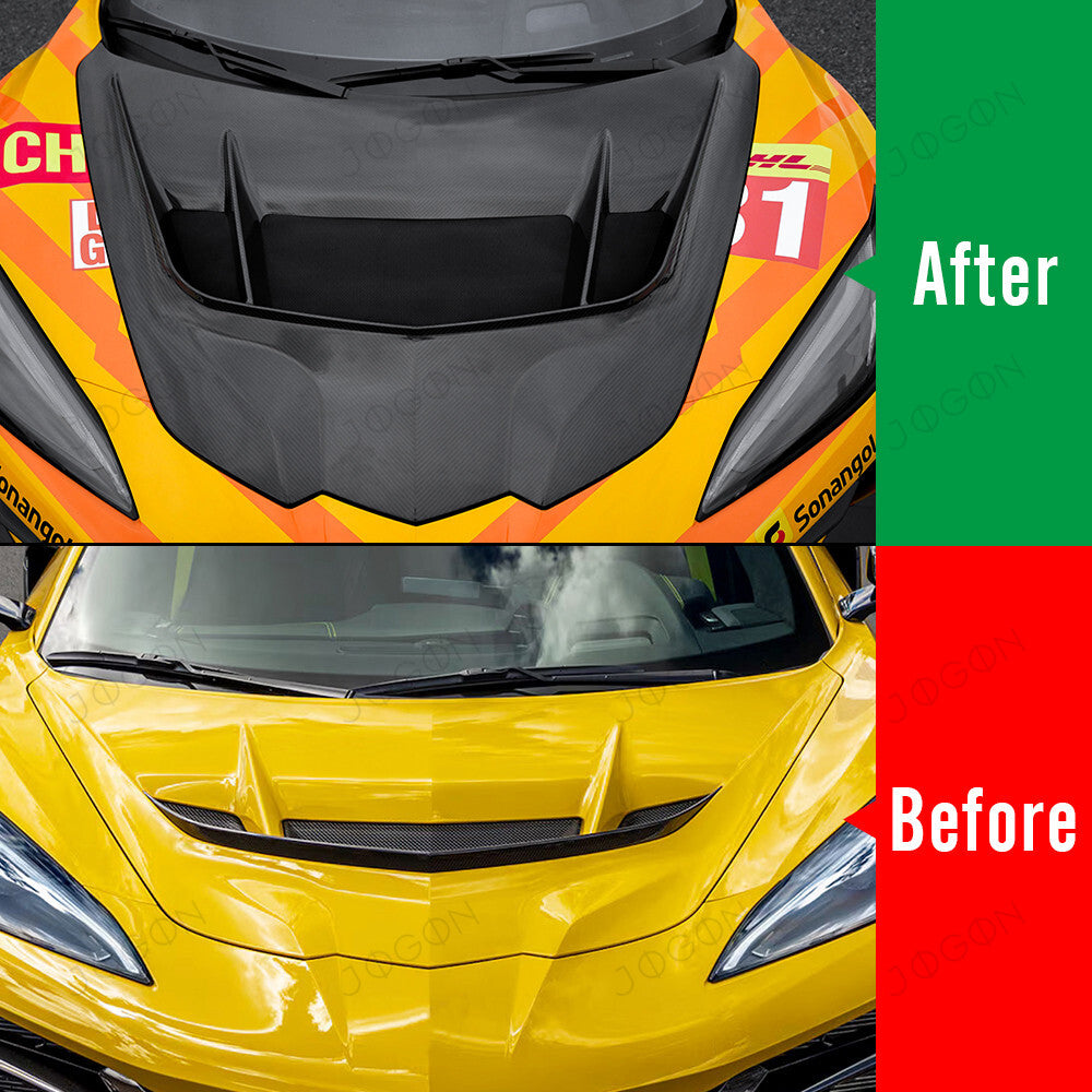 Front Hood Bonnet ZR1 Style Dry Carbon Fiber for Chevrolet Corvette C8 2020-2026