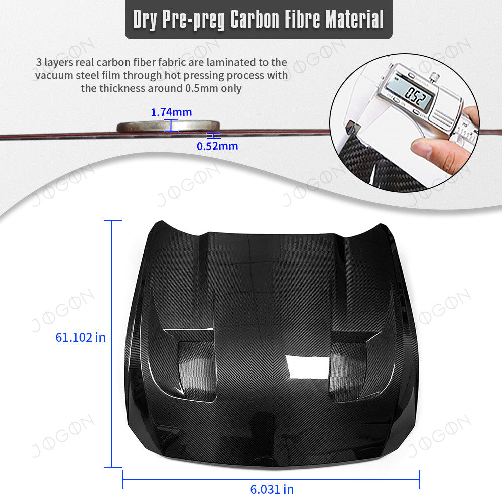 Front Bonnet Hood Dry Carbon Fiber for Ford Mustang S650 D2FT050A