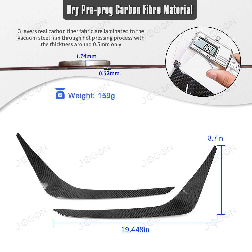 Front Bumper Canards Splitter Trims Dry Carbon Fiber for Ford Mustang S650 D2FT038