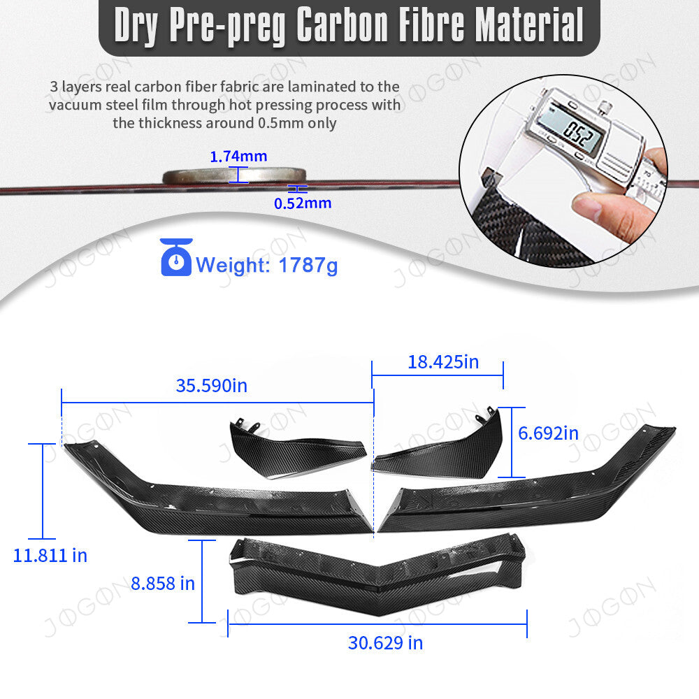 Front Lip Splitter Canards Dry Carbon Fiber for Corvette C8 D1WT0118A