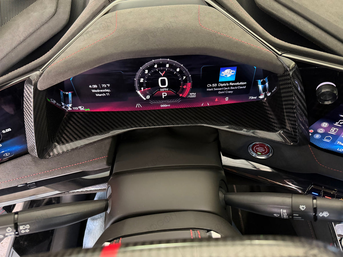 Cluster Gauge Bezel Speedometer Frame Dry Carbon Fiber for Corvette C8 DAWT002A