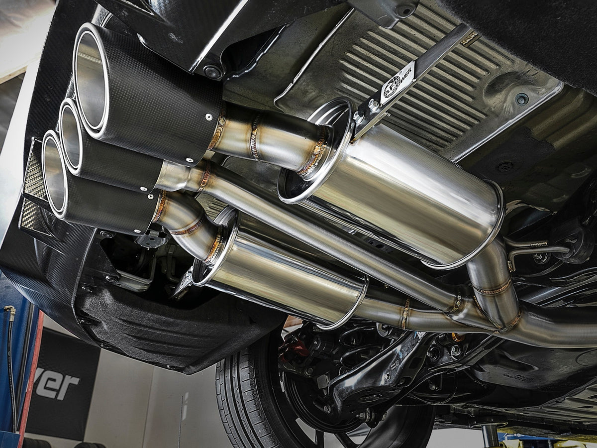 Takeda 3 IN 304 Stainless Steel Cat-Back Exhaust System w/ Tri-Carbon Tips