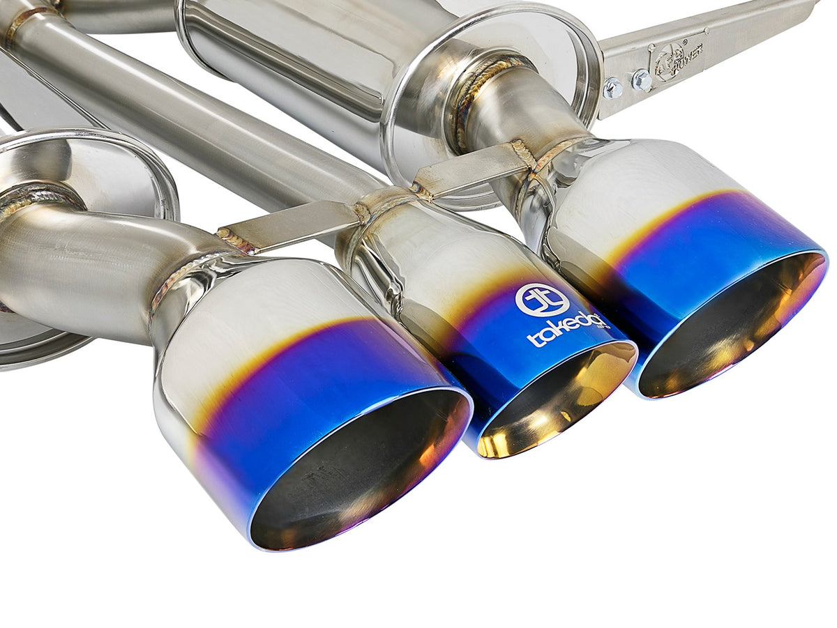 Takeda 3 IN 304 Stainless Steel Cat-Back Exhaust System w/ Tri-Blue Flame Tips