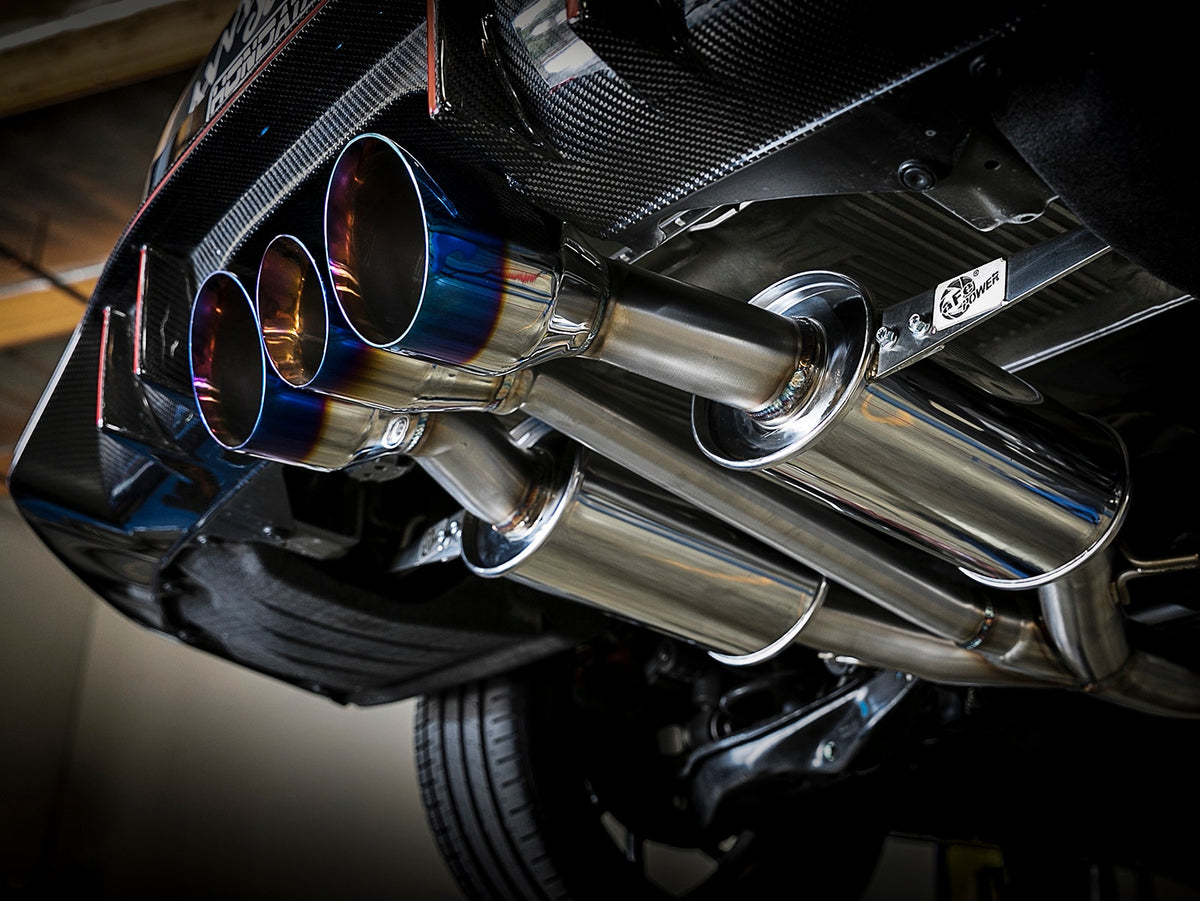 Takeda 3 IN 304 Stainless Steel Cat-Back Exhaust System w/ Tri-Blue Flame Tips