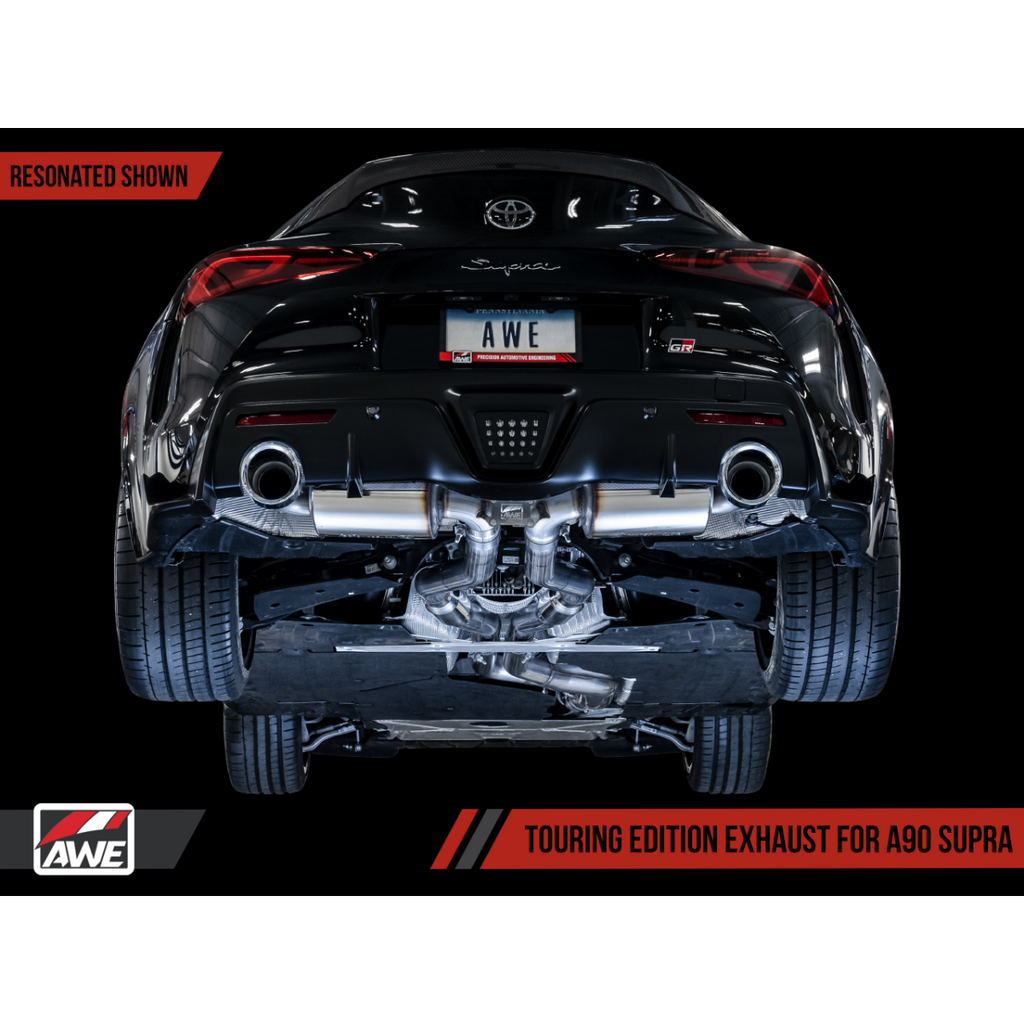 AWE GR Supra B58 Resonated Touring Edition Exhaust - 5in Chrome Silver Tips