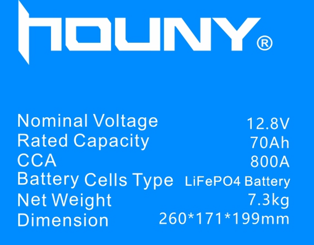 Houny Lightweight Lithium Car Battery 12.8V High CCA Start Stop BMS Compatible Automotive Starter