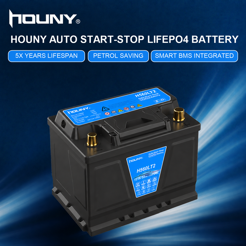 Houny Lightweight Lithium Car Battery 12.8V High CCA Start Stop BMS Compatible Automotive Starter