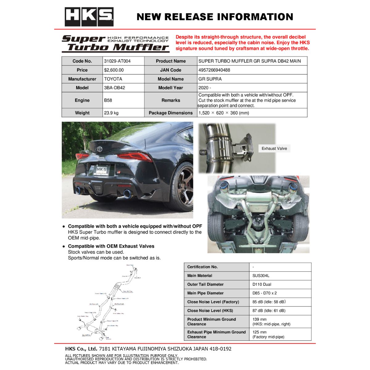 HKS GR Supra B58 Super Turbo Muffler Main
