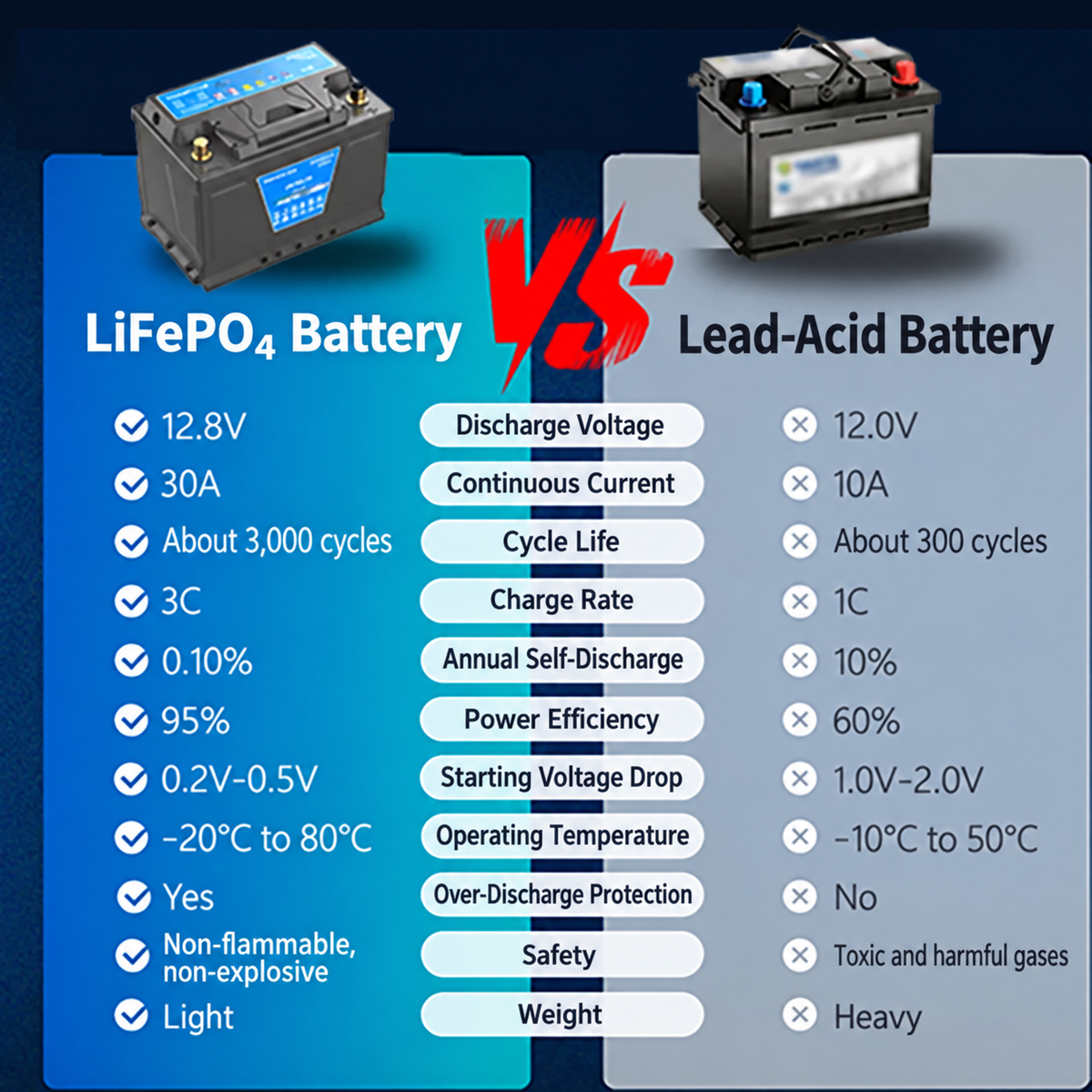 Houny Lightweight Lithium Car Battery 12.8V High CCA Start Stop BMS Compatible Automotive Starter