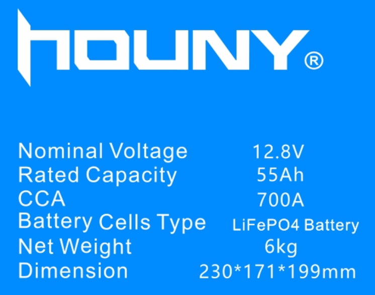 Houny Lightweight Lithium Car Battery 12.8V High CCA Start Stop BMS Compatible Automotive Starter