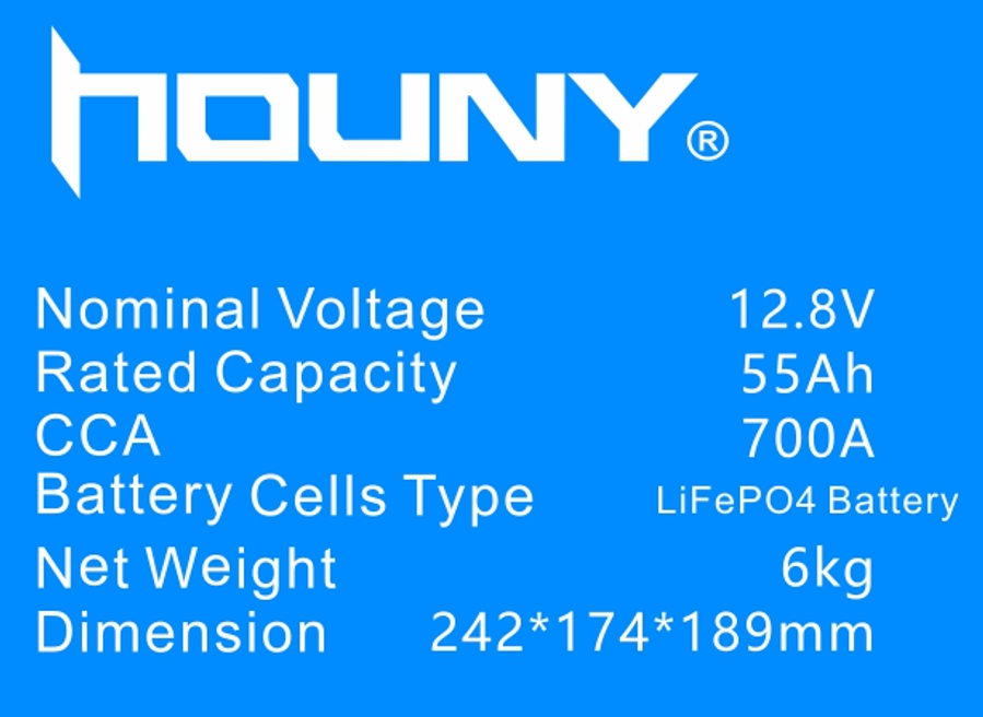 Houny Lightweight Lithium Car Battery 12.8V High CCA Start Stop BMS Compatible Automotive Starter