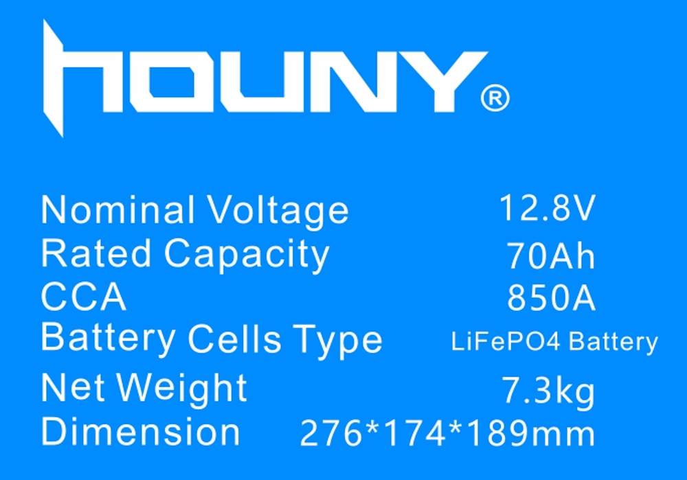Houny Lightweight Lithium Car Battery 12.8V High CCA Start Stop BMS Compatible Automotive Starter