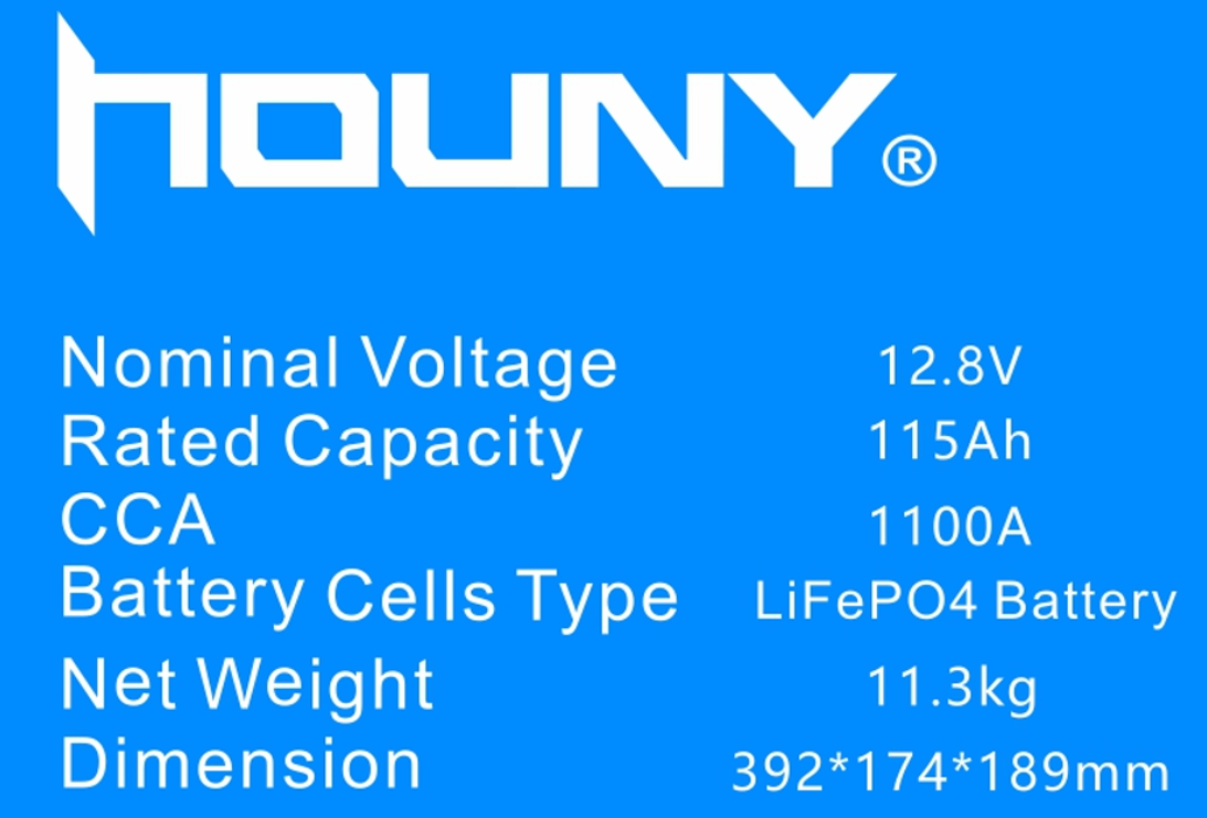 Houny Lightweight Lithium Car Battery 12.8V High CCA Start Stop BMS Compatible Automotive Starter