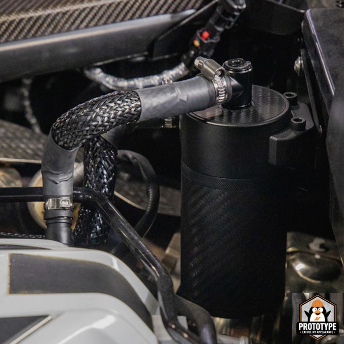 Baffled Oil Catch Can, Carbon Fiber, PCV Side, fits Chevrolet C8 Corvette 2020+